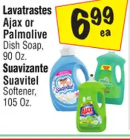 El Super Ajax or Palmolive Dish Soap, 90 Oz., Suavitel Softener, 105 Oz offer