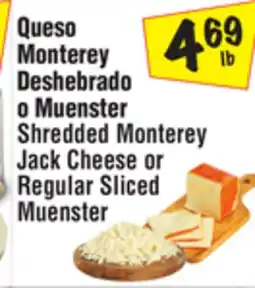 El Super Shredded Monterey Jack Cheese or Regular Sliced Muenster offer