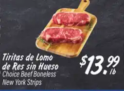 El Super Choice Beef Boneless New York Strips offer