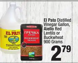 Super King Markets El Pato Distilled Vinegar Gallon, Aiello Red Lentils or Buckwheat 900 Grams offer
