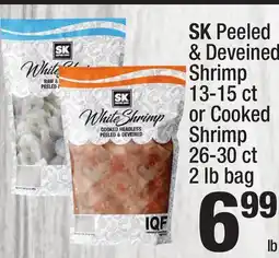 Super King Markets SK Peeled & Deveined Shrimp 13-15 ct or Cooked Shrimp 26-30 ct 2 lb bag offer