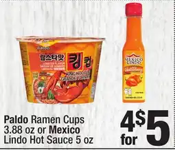 Super King Markets Paldo Ramen Cups 3.88 oz or Mexico Lindo Hot Sauce 5 oz offer