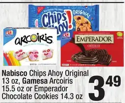 Super King Markets Nabisco Chips Ahoy Original 13 oz, Gamesa Arcoiris 15.5 oz or Emperador Chocolate Cookies 14.3 oz offer