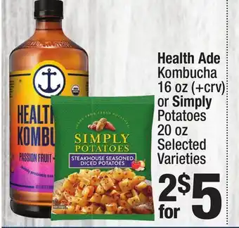 Super King Markets Health Ade Kombucha 16 oz or Simply Potatoes 20 oz offer