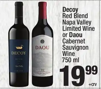 Super King Markets Decoy Red Blend Napa Valley Limited Wine or Daou Cabernet Sauvignon Wine offer