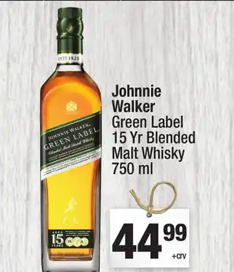Super King Markets Johnnie Walker Green Label 15 Yr Blended Malt Whisky offer