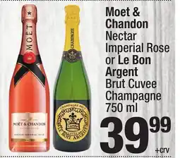 Super King Markets Moet & Chandon Nectar Imperial Rose or Le Bon Argent Brut Cuvee Champagne offer