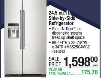 Menards Maytag 24.5 cu. ft. Fingerprint Resistant Stainless Steel Side-by-Side Refrigerator offer