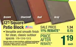 Menards 12 x 12 Gray Smooth Patio Block offer