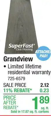 Menards SuperFast Grandview Greige Floating Rigid Vinyl Plank 7.5 x 48(17.87 sq.ft/ctn) offer
