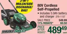 Menards Masterforce 21 80-Volt Brushless Cordless Self-Propelled Lawn Mower offer