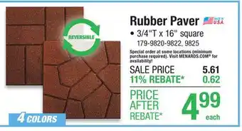 Menards GroundSmart 16 Dual-Sided Red Rubber Paver offer