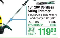Menards Masterforce 13 20-Volt Brushless Cordless String Trimmer offer