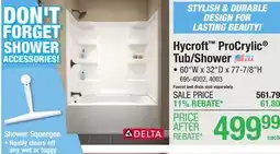 Menards Delta Hycroft ProCrylic 60W x 32D x 77-7/8H White Tub/Shower with Left Drain (4-Piece) offer