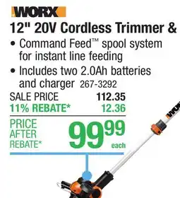 Menards WORX 12 20-Volt Cordless Trimmer & Edger offer