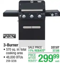 Menards Monument ClearView Mesa 3-Burner Propane Gas Grill offer