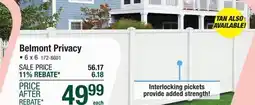 Menards 6' x 6' White Belmont Privacy Vinyl Fence Panel offer