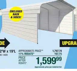 Menards VersaTube 12'W x 19'L x 7'H Enclosed Steel Shelter Material List offer