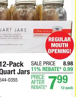 Menards Roots & Harvest Regular Mouth Quart Jars - 12 Pack offer