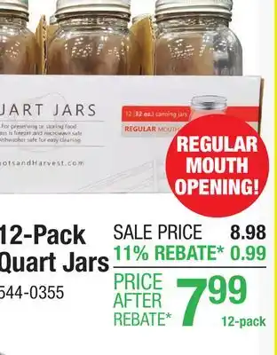 Menards Roots & Harvest Regular Mouth Quart Jars - 12 Pack offer