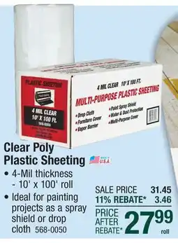 Menards Polar Plastics 10' x 100' 4-mil Clear Poly Plastic Sheeting offer