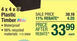 Menards 4 x 4 x 8' Black Plastic Timber offer