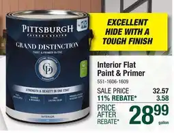 Menards Pittsburgh Paints & Stains Grand Distinction Interior Flat Paint & Primer White/Pastel Base - 1 gal offer