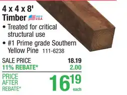 Menards AC2 4 x 4 x 8' #1 Critical Structural CedarTone Premium Pressure Treated Timber offer