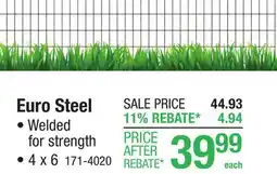 Menards 4 x 6 Black Grid Pattern Euro Steel Fence Panel offer