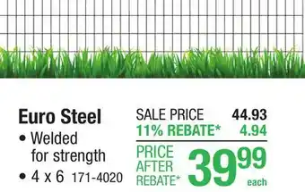 Menards 4 x 6 Black Grid Pattern Euro Steel Fence Panel offer