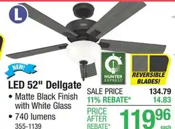 Menards Hunter HunterExpress Dellgate 52 Matte Black Indoor 2-Light Ceiling Fan offer