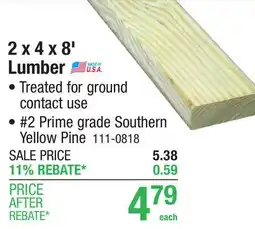 Menards AC2 2 x 4 x 8' Ground Contact Green Pressure Treated Lumber offer