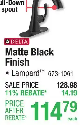 Menards Delta Lampard One-Handle 4 Centerset Pull-Down Matte Black Bathroom Sink Faucet offer
