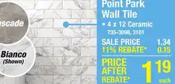 Menards Mohawk CleanProtect Point Park Bianco Marble 4 x 12 Ceramic Wall Tile offer