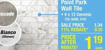 Menards Mohawk CleanProtect Point Park Bianco Marble 4 x 12 Ceramic Wall Tile offer