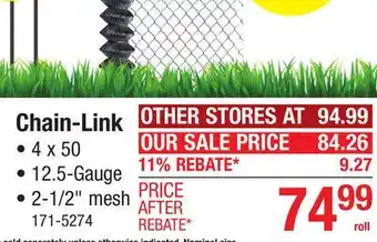 Menards 4' x 50' 12.5-Gauge Compact Galvanized Chain-Link Fence Fabric offer
