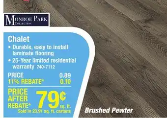 Menards Monroe Park Chalet Brushed Pewter Oak 8-1/33 x 47-16/25 Laminate Flooring (23.91 sq. ft./ctn) offer