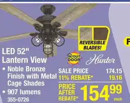 Menards Hunter Lantern View 52 Noble Bronze Indoor/Outdoor 3-Light Ceiling Fan offer