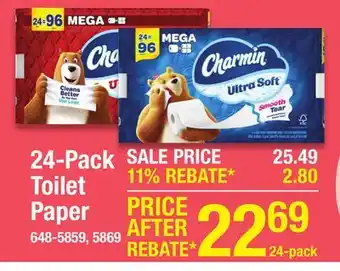 Menards Charmin Ultra Strong Toilet Paper - 24 Mega Rolls offer