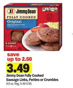 Meijer Jimmy Dean Fully Cooked Sausage Links, Patties or Crumbles offer
