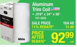 Menards 24 x 50' White/White Aluminum Trim Coil offer