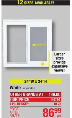 Menards Performax 24W x 24H White Left Sliding Window with Nailing Flange offer