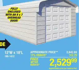 Menards VersaTube 12'W x 18'L x 7'H Fully Enclosed Steel Shelter Material List offer