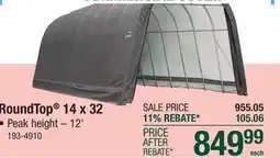 Menards ShelterLogic RoundTop 14' x 32' x 12' Gray Instant Fabric Carport Shelter offer