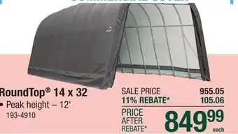 Menards ShelterLogic RoundTop 14' x 32' x 12' Gray Instant Fabric Carport Shelter offer