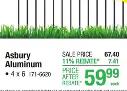 Menards Yardworks Asbury 4x6 Black 3-Rail Aluminum Fence Panel offer
