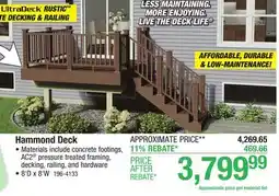 Menards 8' x 8' Hammond UltraDeck Rustic Hickory Deck Material List offer