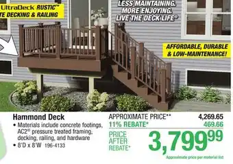 Menards 8' x 8' Hammond UltraDeck Rustic Hickory Deck Material List offer