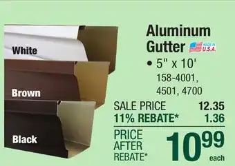 Menards Spectra Metals 5 x 10' White K-Style Aluminum Gutter offer