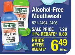 Menards TheraBreath Fresh Breath Mild Mint Alcohol-Free Mouthwash - 16 oz offer